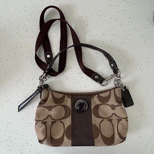 Coach Signature Hobo Shoulder/Crossbody Bag in Brown Monogram Jacquard
